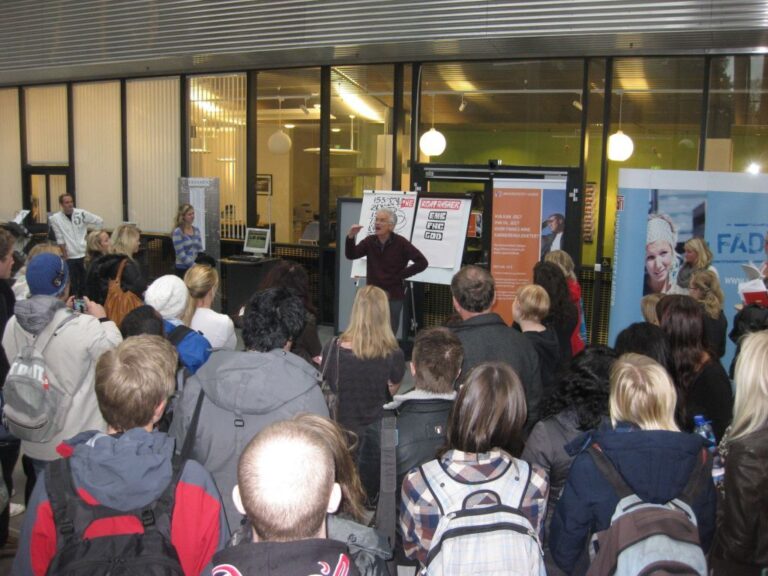 Vince using sketchboard to preach to university crowd